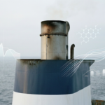 Ship funnel emissions illustrating carbon exposure and financial risk in shipping finance