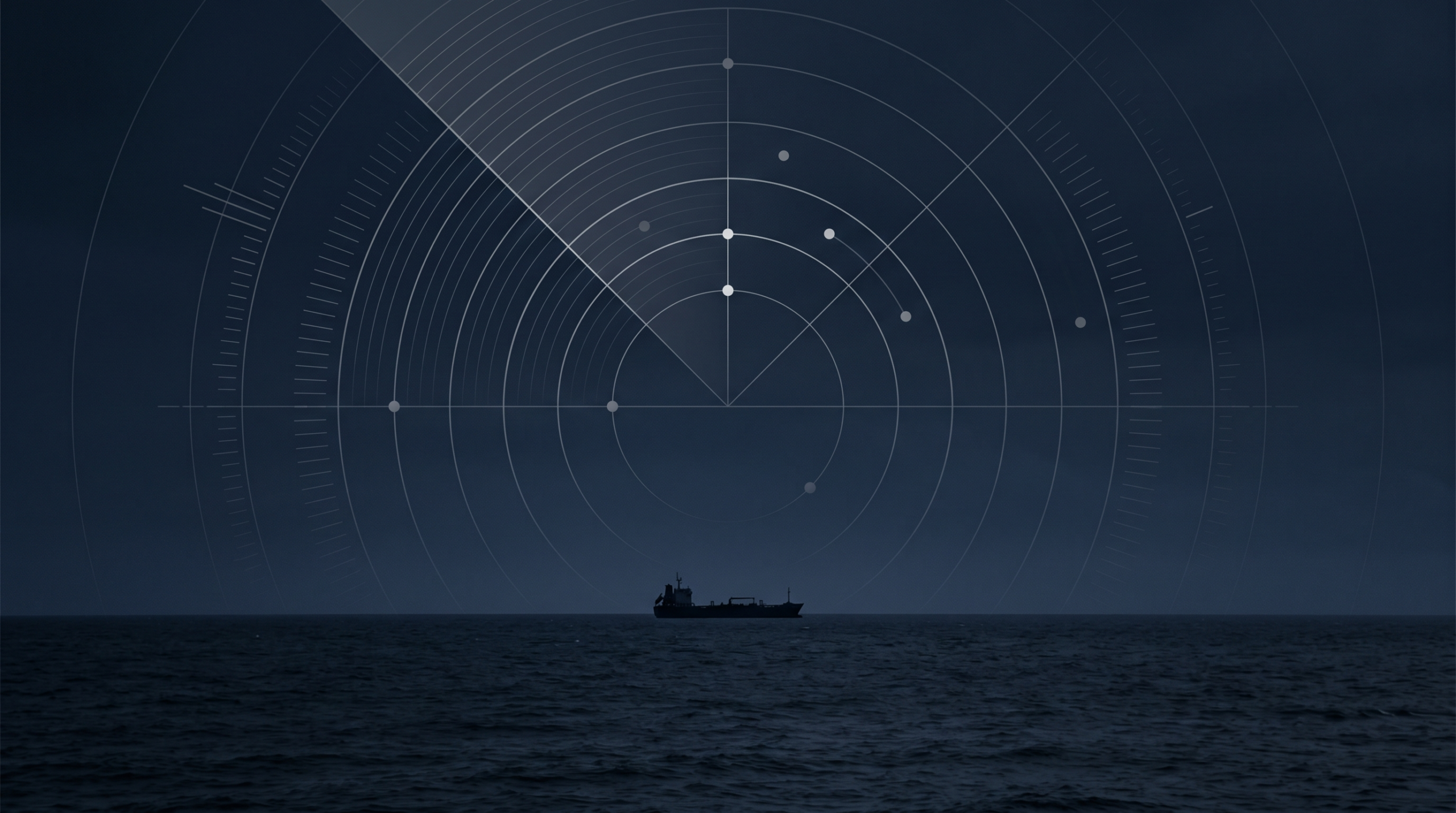 X-Band vs S-Band marine radar concept with merchant ship at sea