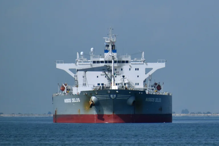 Tanker vessel at sea during a high-risk maritime passage