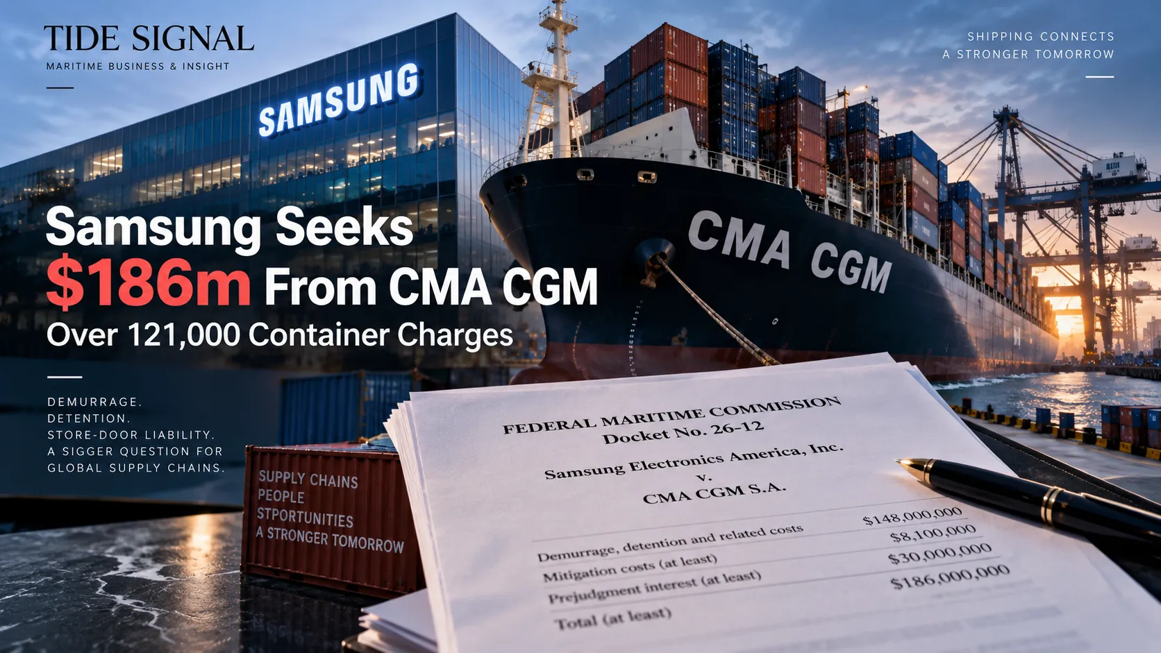 Samsung Seeks $186m From CMA CGM Over 121,000 Container Charges