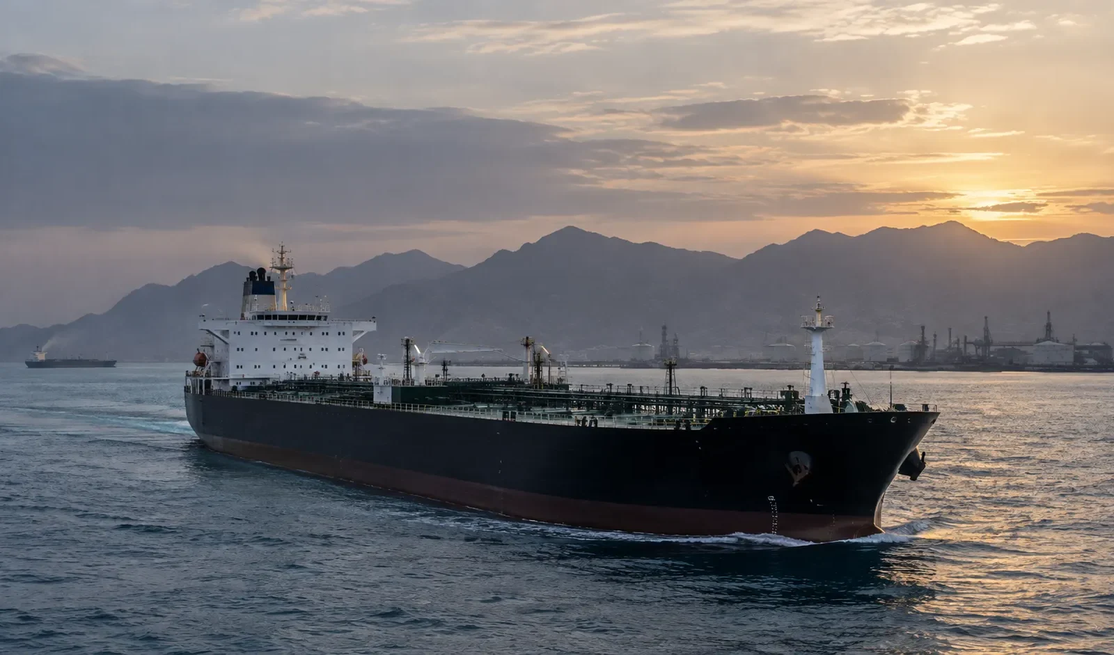Clean tanker sailing near a major refinery as Middle East product tanker rates surge across LR2, LR1 and MR routes