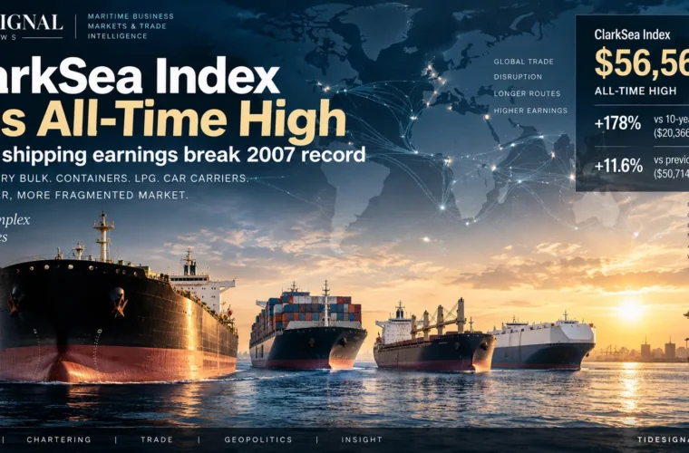 ClarkSea Index Hits All-Time High at $56,567/Day as Shipping Earnings Break 2007 Record