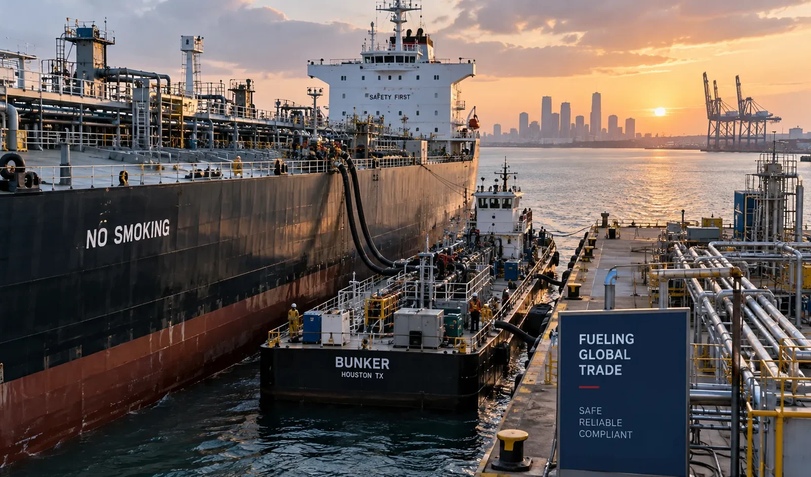 Merchant tanker bunkering at a US port as Iran shipping sanctions tighten ahead of the 23 September 2026 deadline