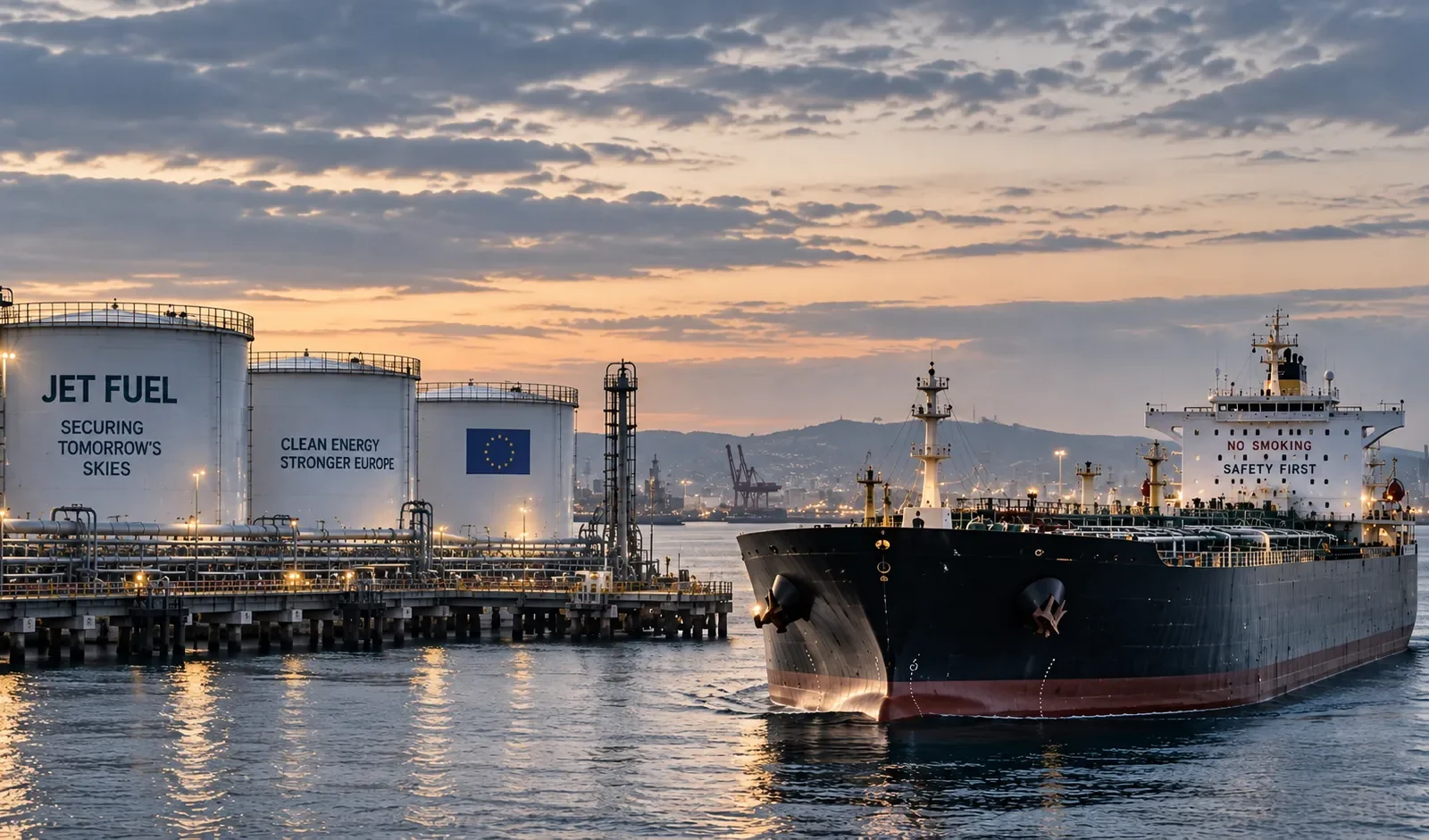 Product tanker at European jet fuel terminal as Europe faces a 510,000 b/d jet fuel deficit
