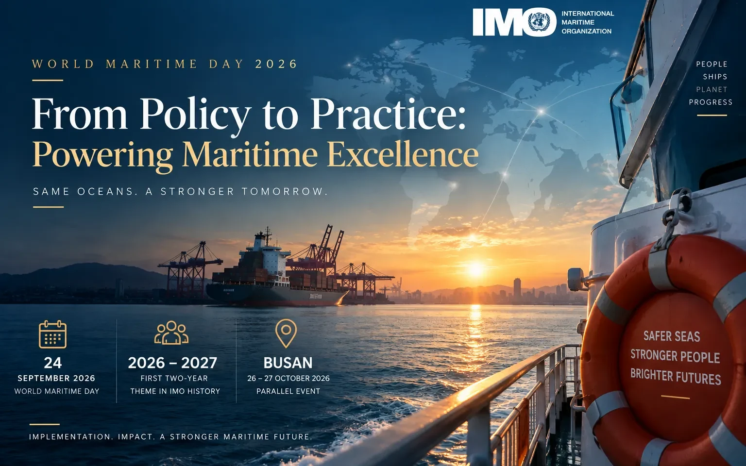 World Maritime Day 2026 on 24 September with From Policy to Practice Powering Maritime Excellence theme